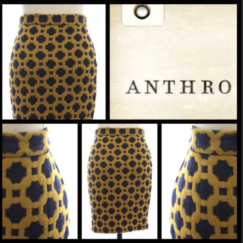 Charlie & Robin Navy & Mustard Geo-Print Skirt